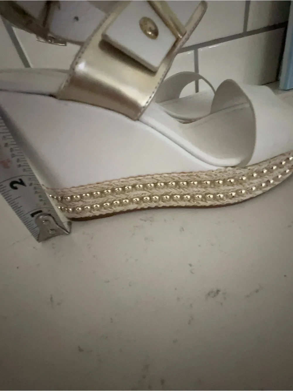 Nero Giardini wedge sandals feature a studded espadrille platform Size 37